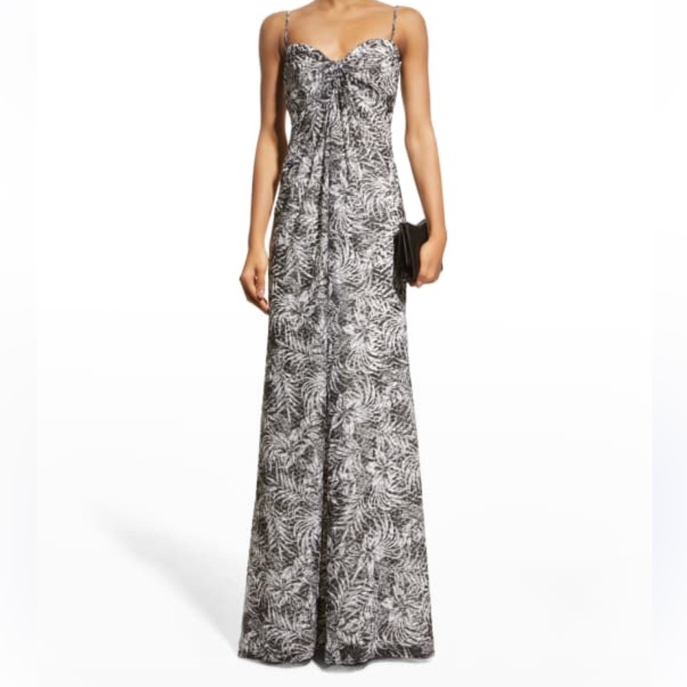 $308 Sho by Tadashi Shoji Gray Sleeveless Print Gown V.